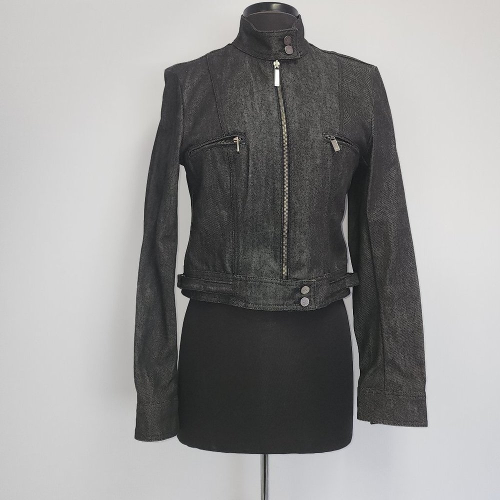 Gucci Women's Black Denim Biker Jacket  [size 8]